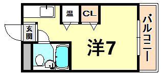 CRASIS苦楽園プラザ(ワンルーム/3階)の間取り写真