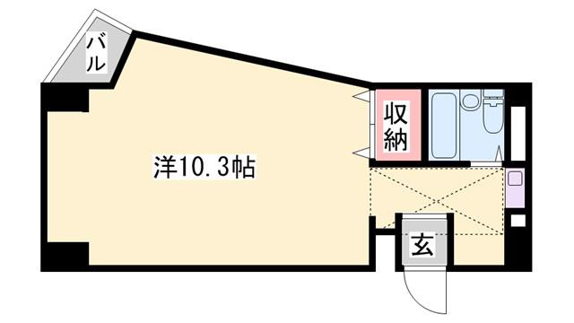 宝殿駅前ヤングパレス(ワンルーム/1階)の間取り写真