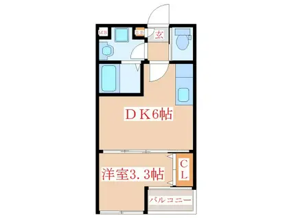 REVE(1DK/1階)の間取り写真