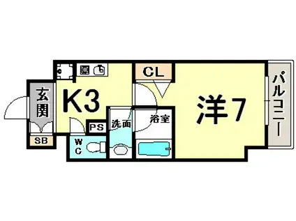 CITYSPIRE神戸元町I(1K/8階)の間取り写真