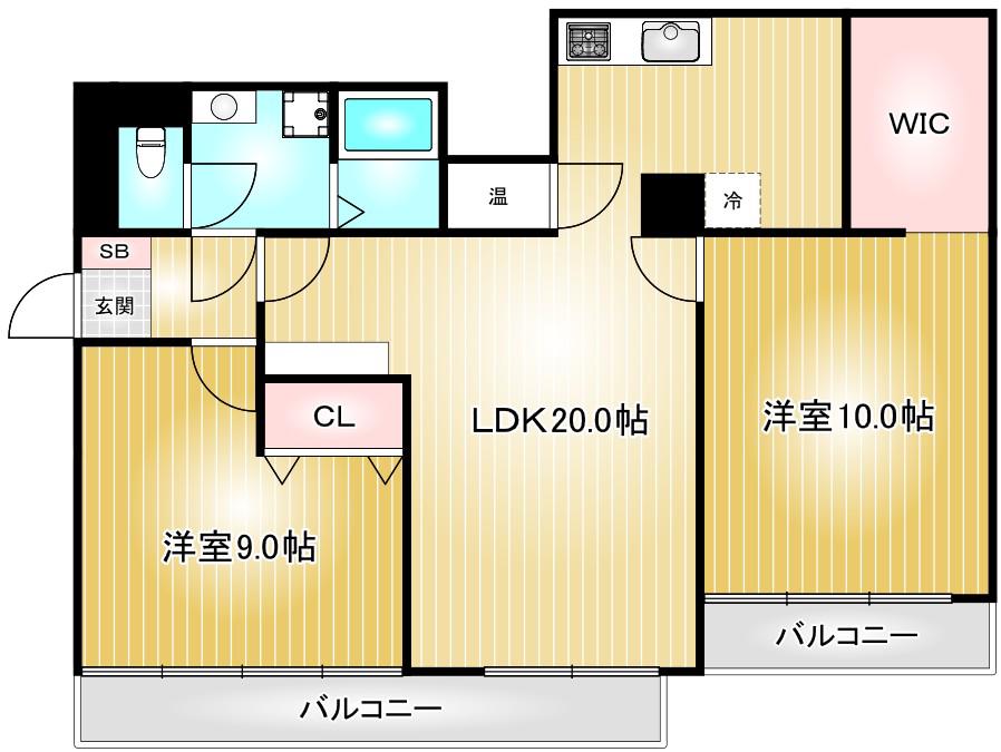 ハイツサンライズ(2LDK/12階)の間取り写真