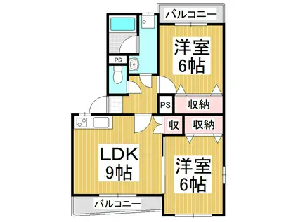 ガーデン・ハイム樗3番館(2LDK/2階)の間取り写真