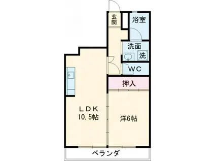 ハイツ河田(1LDK/3階)の間取り写真