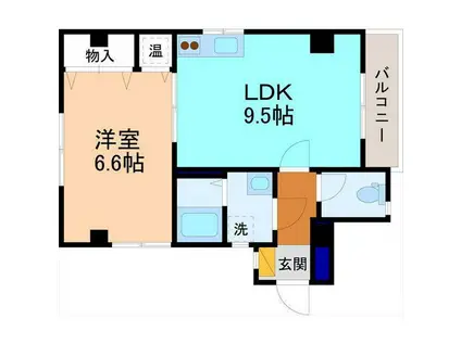 タイニーシーガル(1LDK/2階)の間取り写真