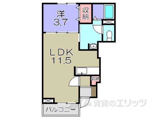 ノール・アンソレイエ・SSS(1LDK/1階)の間取り写真