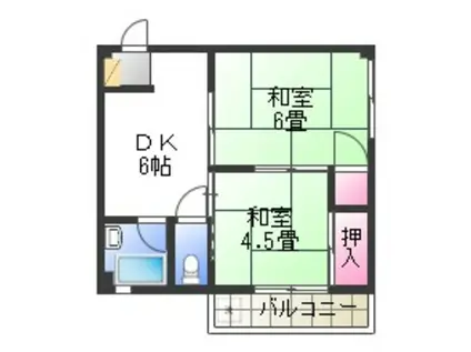 百舌鳥グリーンハイツ(2DK/4階)の間取り写真