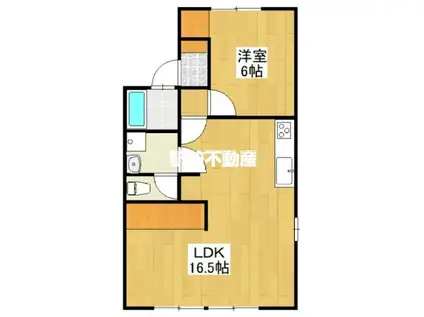パークハイツB(1LDK/1階)の間取り写真