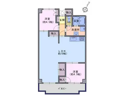 上高丸コーポラス(2LDK/4階)の間取り写真