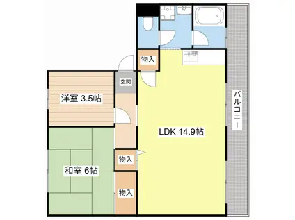 金ヶ森ハイツ(2LDK/2階)の間取り写真
