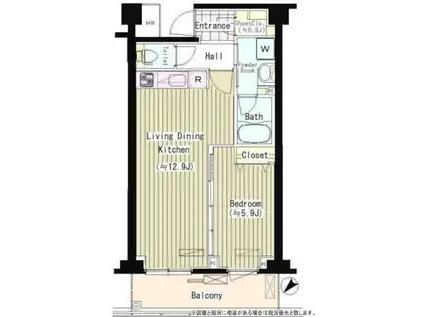PRIMEURBAN東中野COURT 旧ACOLT新宿落合(1LDK/1階)の間取り写真