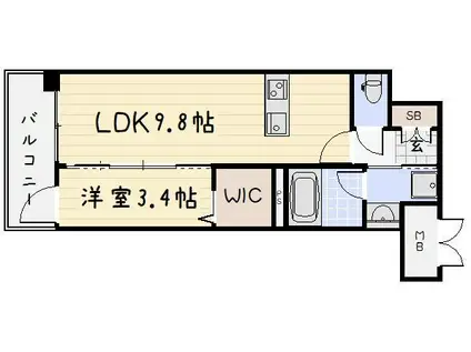 デザイナープリンセス旦過(1LDK/8階)の間取り写真