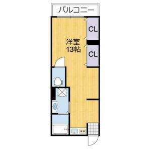 FELICE手柄(ワンルーム/2階)の間取り写真