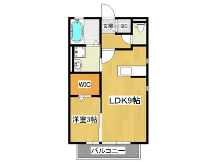 朝日ヴィラ乙戸C(1LDK/2階)の間取り写真