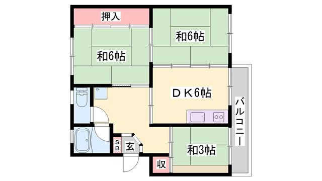 東加古川ファミリーマンション102棟(3DK/3階)の間取り写真