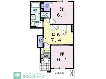 E・ロード(2DK/1階)の間取り写真