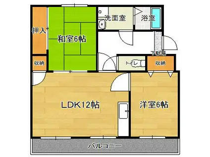 第2江頭ハイツ(2LDK/2階)の間取り写真