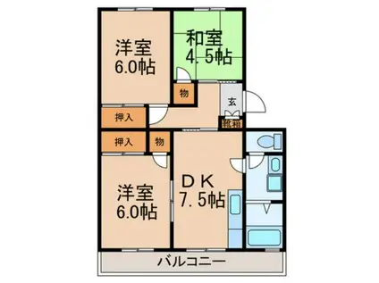 磐手ハイツ(3DK/3階)の間取り写真