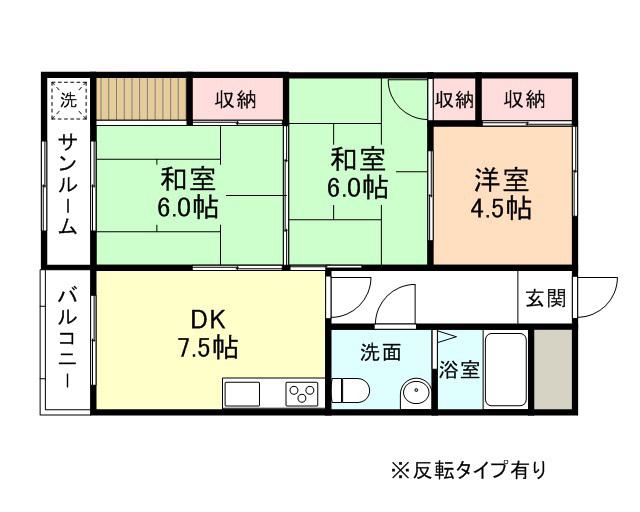 エンゼルハイム布瀬(3DK/2階)の間取り写真