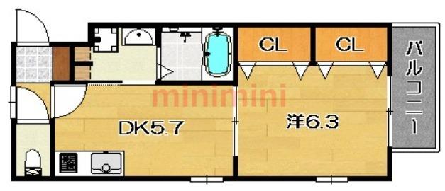 SAKURA7(1DK/1階)の間取り写真
