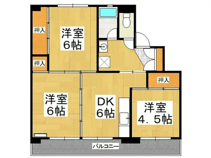 ビレッジハウス備前片上2号棟(3DK/5階)の間取り写真