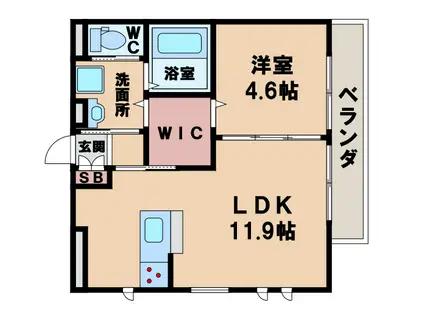 シャンデュノール・アネックス(1LDK/1階)の間取り写真