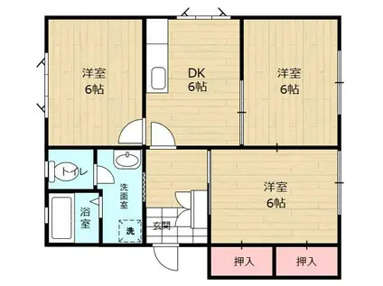 プチエメロード C棟(3DK/1階)の間取り写真