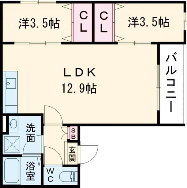アバンティオ北花田(2LDK/1階)の間取り写真