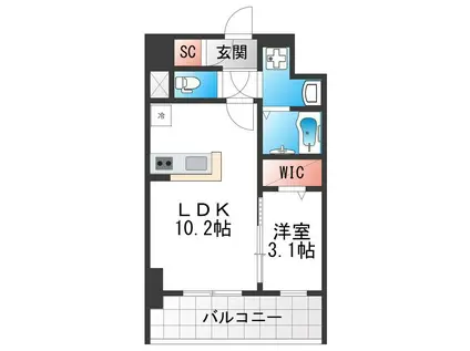 ベルンガーデン林寺(1LDK/7階)の間取り写真