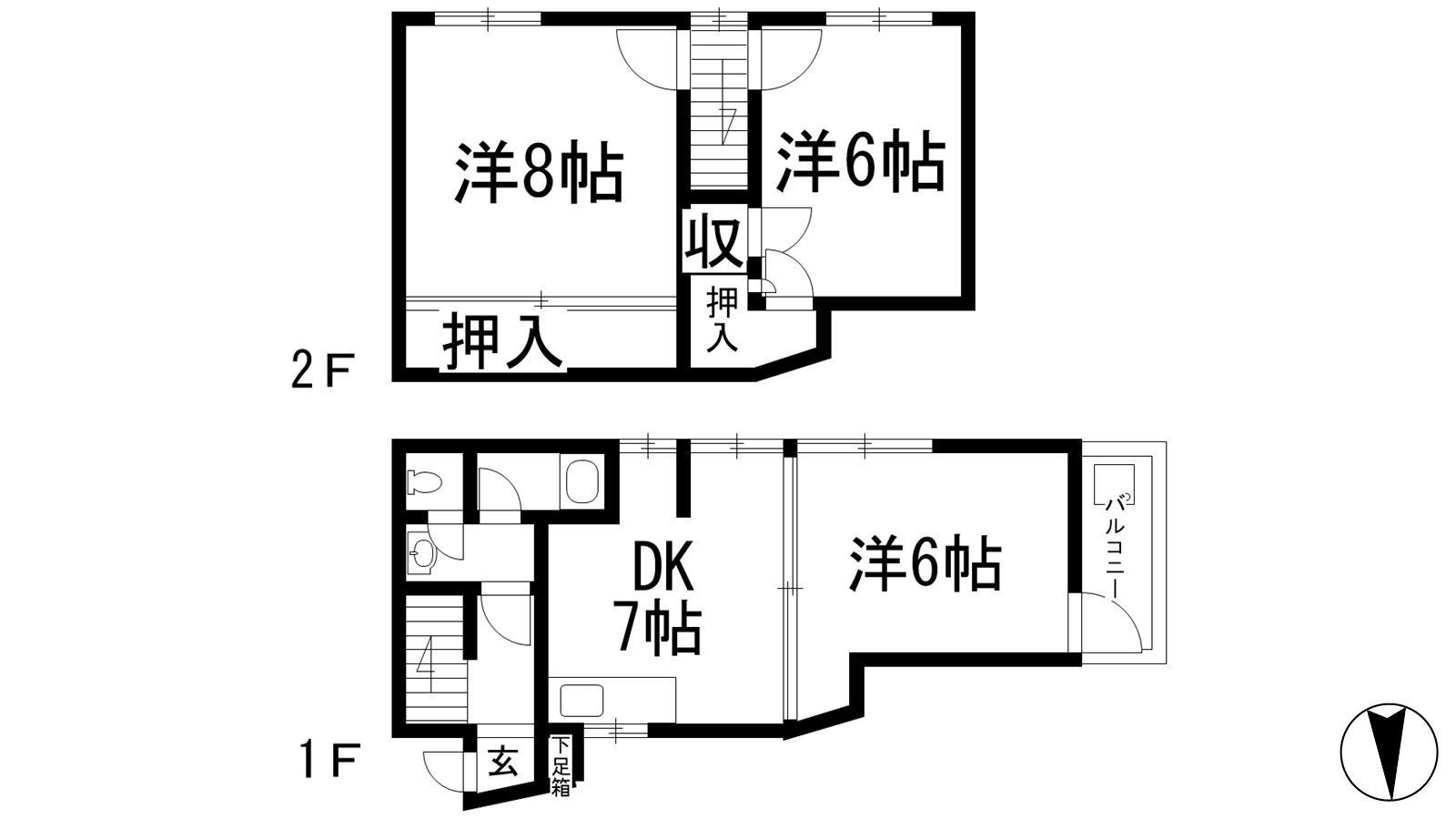 ツーワンハウス(2LDK/2階)の間取り写真