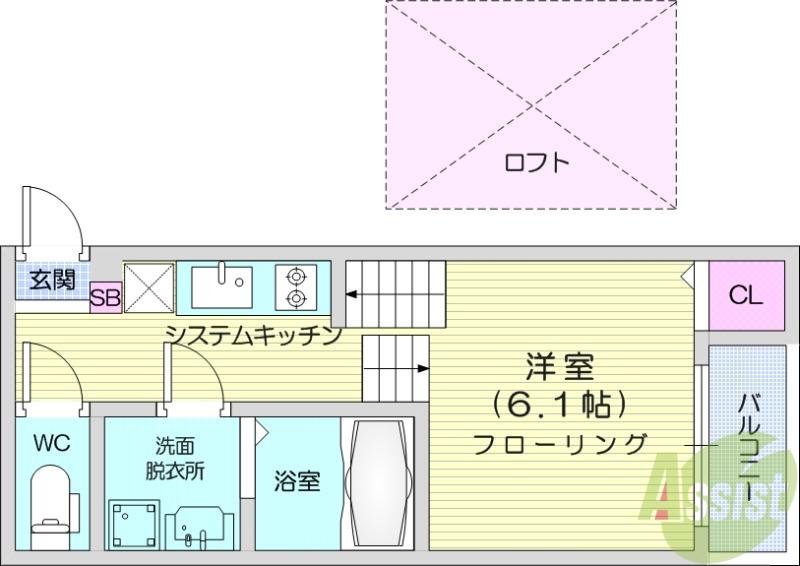ART Ⅱ(1K/1階)の間取り写真