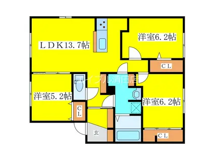 ORKA VILLAGE B(3LDK/1階)の間取り写真