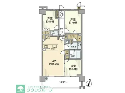 アネシア生田月見台(3LDK/2階)の間取り写真
