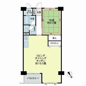 公社ビル(1LDK/15階)の間取り写真