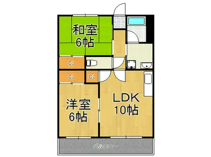 メゾン武庫之荘3番館(2LDK/3階)の間取り写真