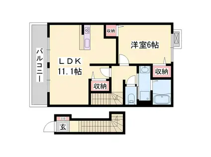 グラース・アンジュ C棟(1LDK/2階)の間取り写真