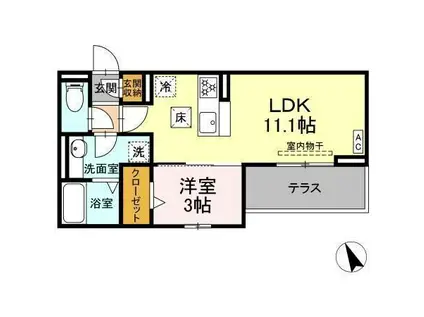 D CREST 中之郷(1LDK/1階)の間取り写真