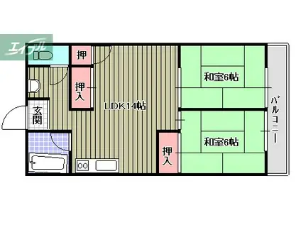 松田第一ビル(2LDK/5階)の間取り写真