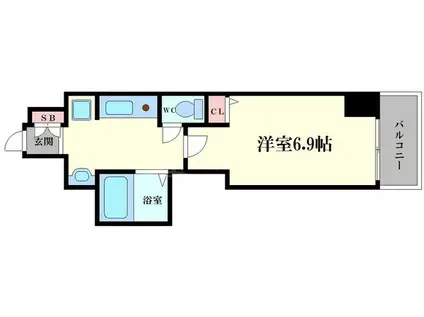 プロシード大阪梅田ポーション(1K/13階)の間取り写真