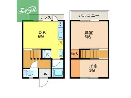 DUPLEX3(2DK/1階)の間取り写真