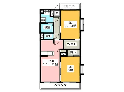 ヴィラ・クラスアクト(2SLDK/2階)の間取り写真