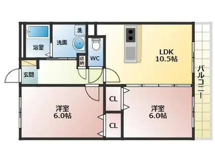 ローレルハイツ(2LDK/2階)の間取り写真