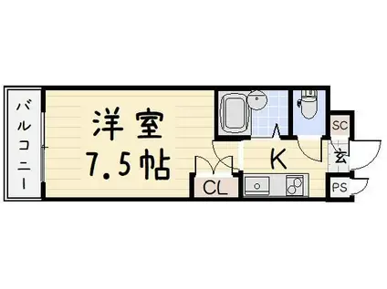 リファレンス北方I(1K/9階)の間取り写真