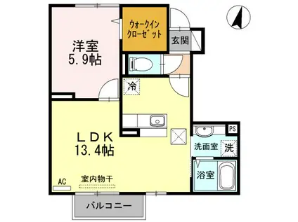 スノーウィコートV(1LDK/1階)の間取り写真