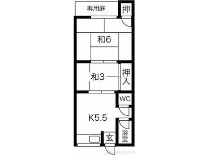 中屋ハウス(2DK/2階)の間取り写真