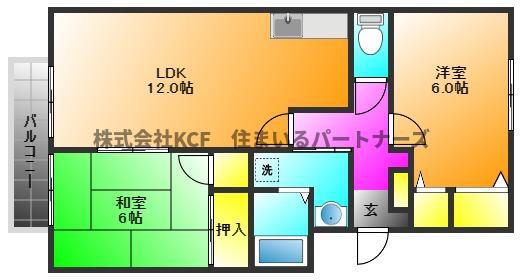 サンハイツ小森野A(2LDK/2階)の間取り写真