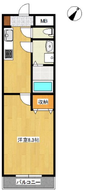 フェアリーコート博労町(1K/5階)の間取り写真