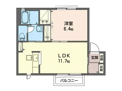カーサ・スリーゼ(1LDK/1階)の間取り写真