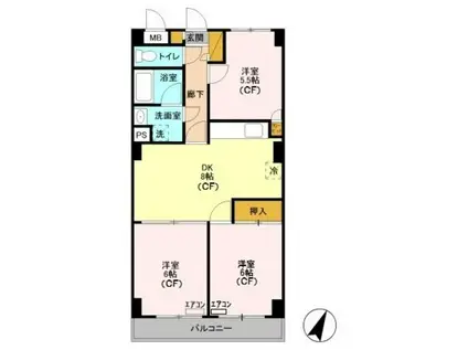 プレジール井山(3DK/3階)の間取り写真