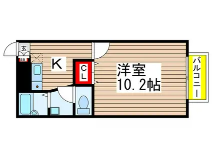 アムール VERDURE(1K/1階)の間取り写真