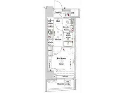 OMNIA横濱阪東橋(1K/2階)の間取り写真